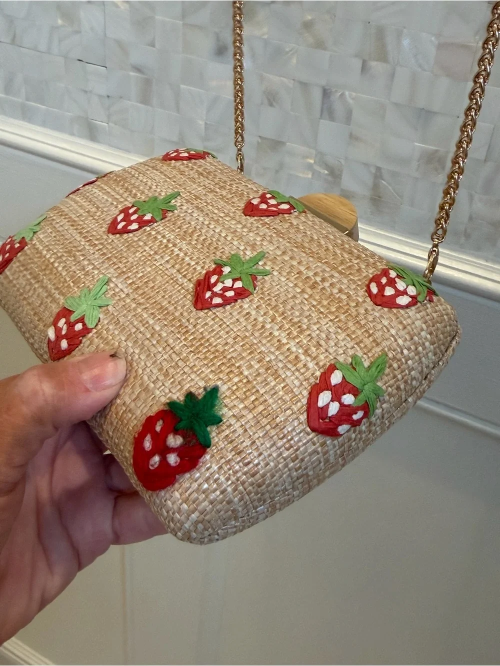 New Urban Expressions pebbles evening bag clutch crossbody bag chain strawberry